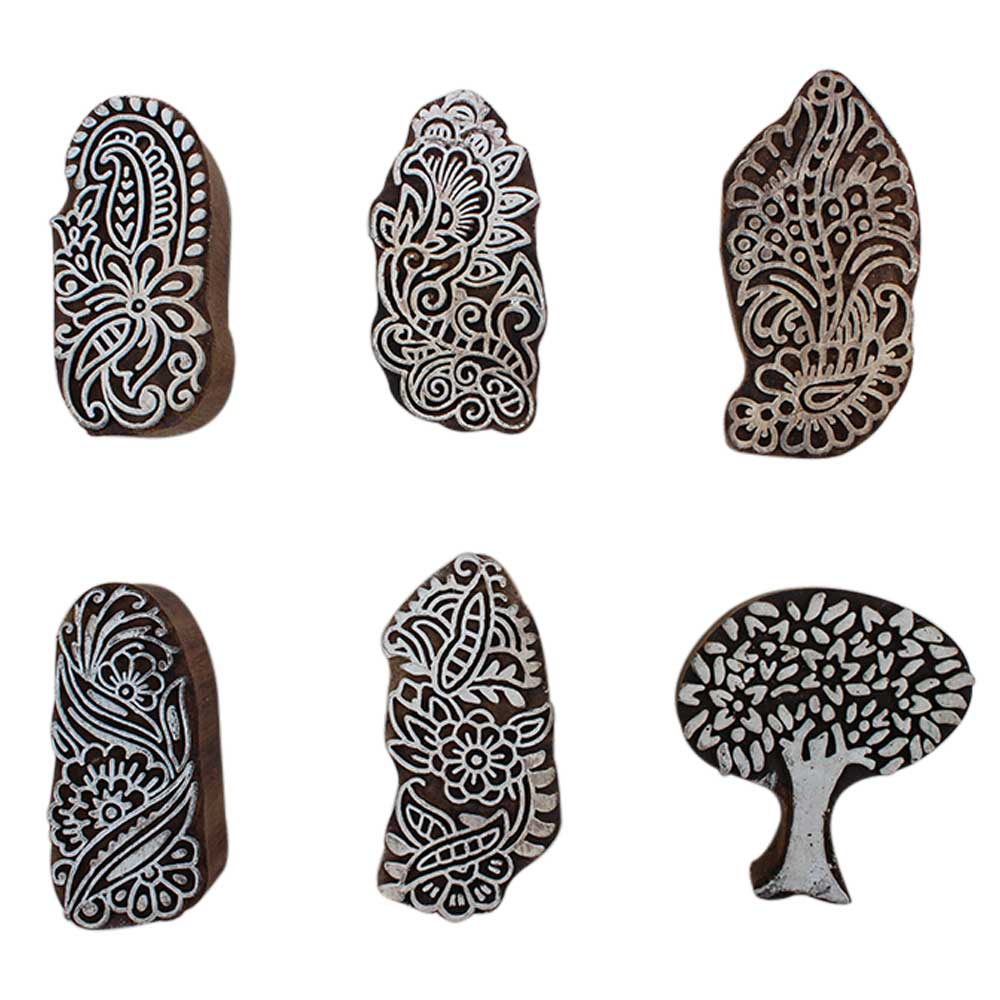Set of 6 Piece New Mix Wooden Printing Block