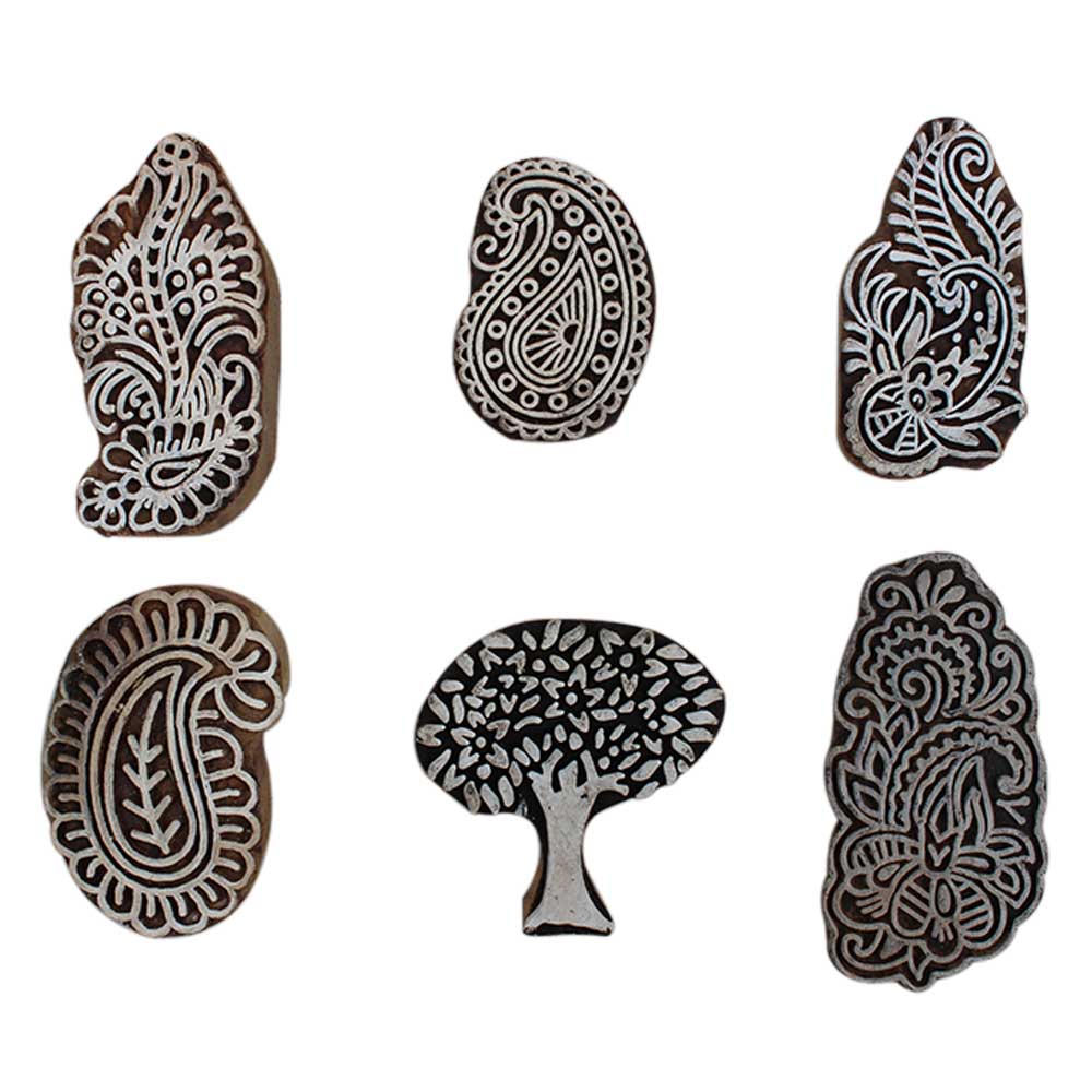 Set of 6 Piece New Mix Wooden Printing Block