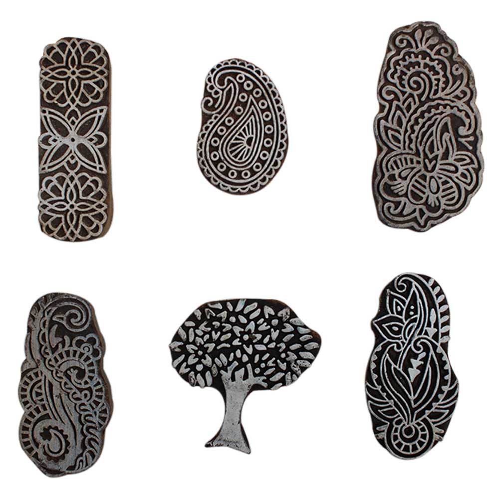 Set of 6 Piece New Mix Wooden Printing Block