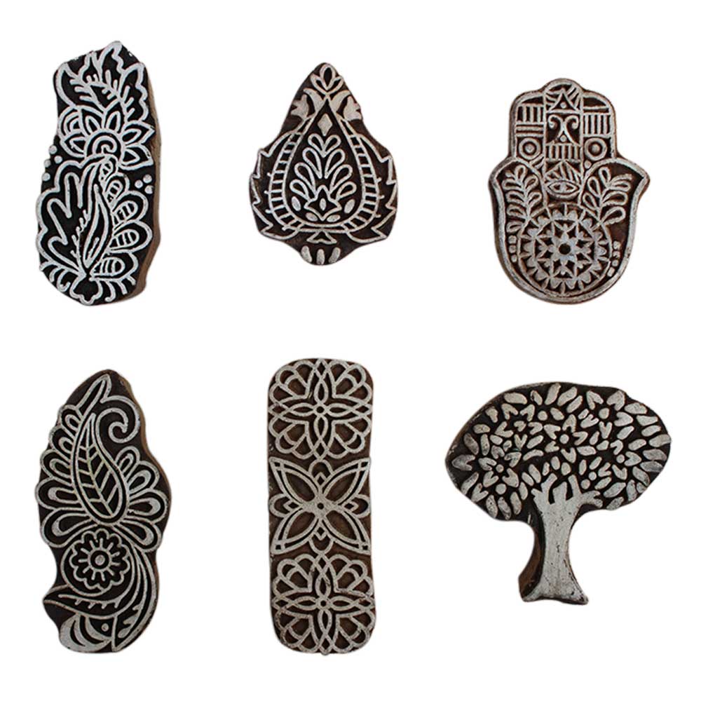 Set of 6 Piece New Mix Wooden Printing Block
