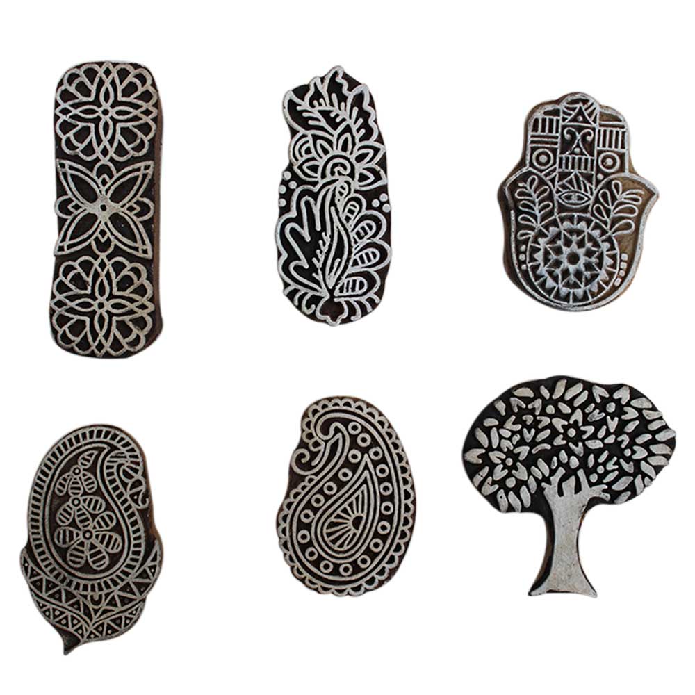 Set of 6 Piece New Mix Wooden Printing Block
