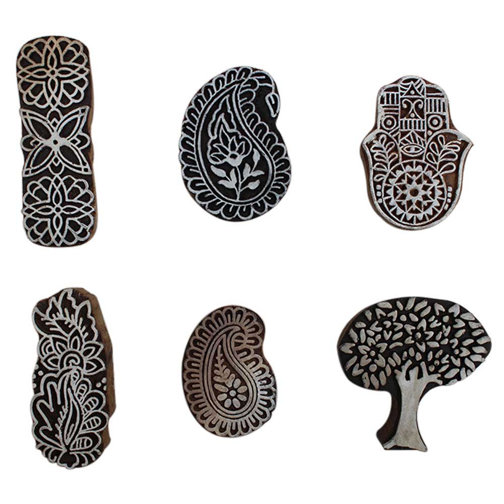 Set of 6 Piece New Mix Wooden Printing Block