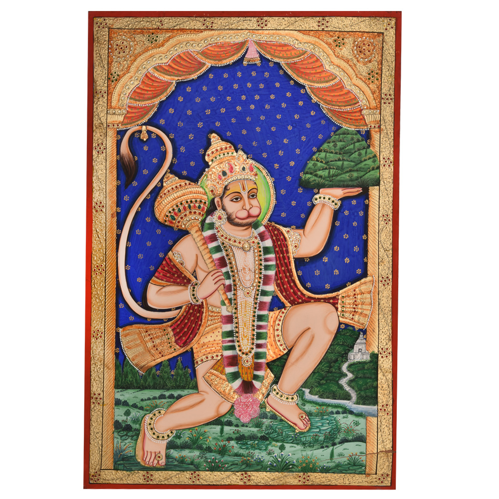 Hanmuan Tanjore Painting With Sanjeevani
