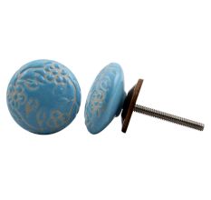 Turquoise Etched Flat Knob