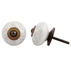 White Flower Etched Knob (1)