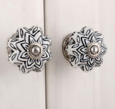 Black Floral Melon Ceramic Knob