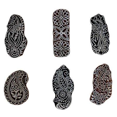 Set of 6 Piece New Mix Wooden Printing Block