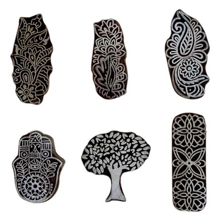 Set of 6 Piece New Mix Wooden Printing Block