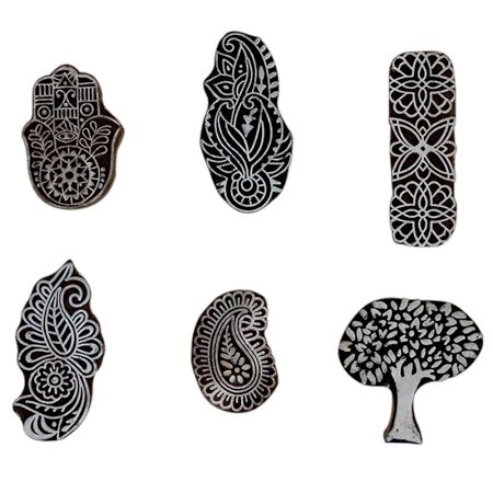 Set of 6 Piece New Mix Wooden Printing Block