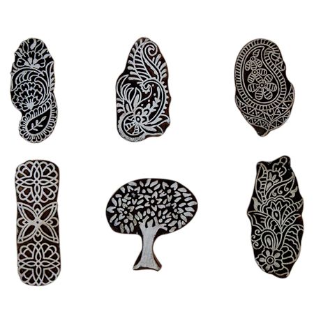 Set of 6 Piece New Mix Wooden Printing Block