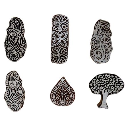 Set of 6 Piece New Mix Wooden Printing Block