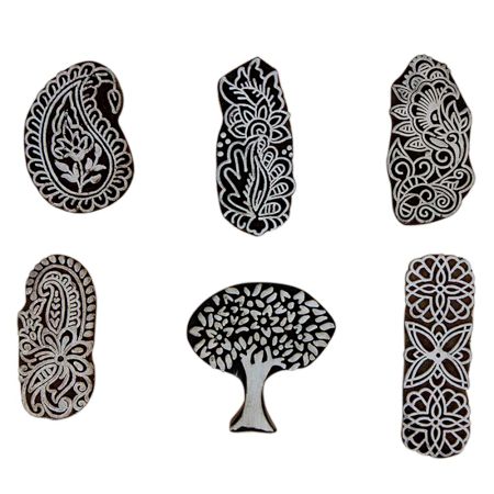 Set of 6 Piece New Mix Wooden Printing Block