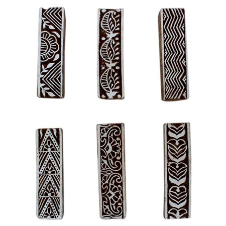 Set of 6 Piece New Mix Wooden Printing Block