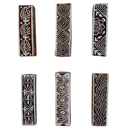 Set of 6 Piece New Mix Wooden Printing Block