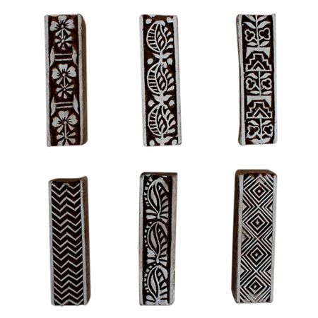 Set of 6 Piece New Mix Wooden Printing Block
