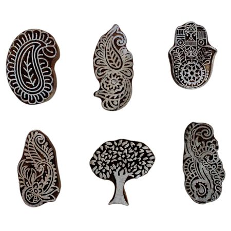 Set of 6 Piece New Mix Wooden Printing Block