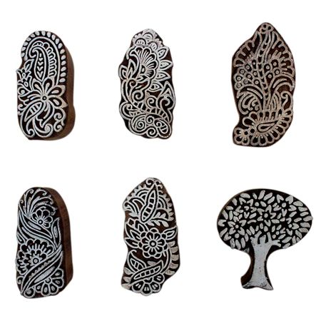Set of 6 Piece New Mix Wooden Printing Block