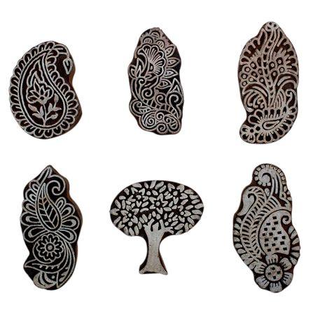 Set of 6 Piece New Mix Wooden Printing Block