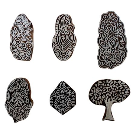 Set of 6 Piece New Mix Wooden Printing Block