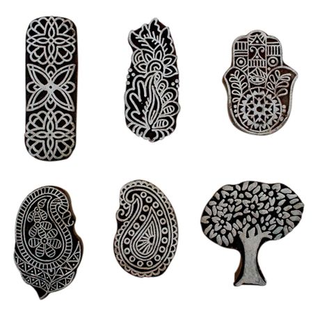 Set of 6 Piece New Mix Wooden Printing Block