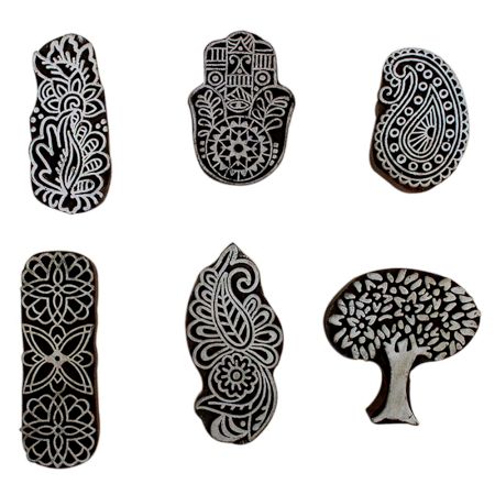 Set of 6 Piece New Mix Wooden Printing Block