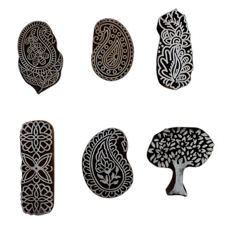 Set of 6 Piece New Mix Wooden Printing Block