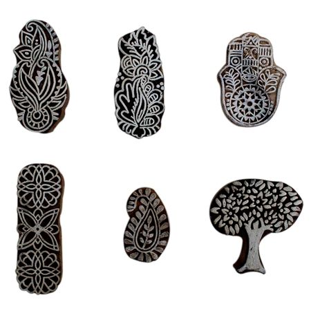 Set of 6 Piece New Mix Wooden Printing Block