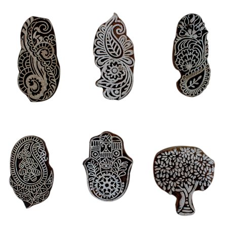 Set of 6 Piece New Mix Wooden Printing Block