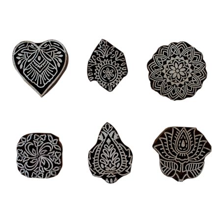 Set of 6 Piece New Mix Wooden Printing Block