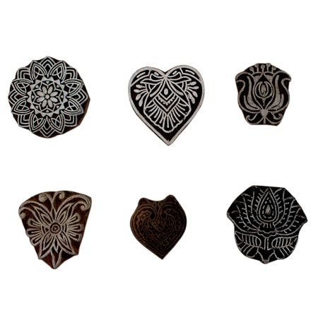Set of 6 Piece New Mix Wooden Printing Block