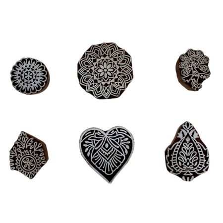 Set of 6 Piece New Mix Wooden Printing Block