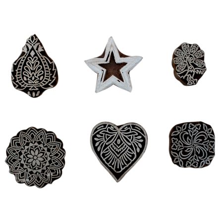 Set of 6 Piece New Mix Wooden Printing Block