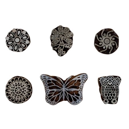 Set of 6 Piece New Mix Wooden Printing Block