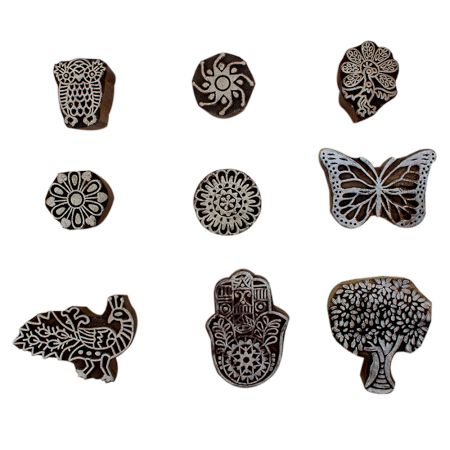 Set of 9 Piece New Mix Wooden Printing Block