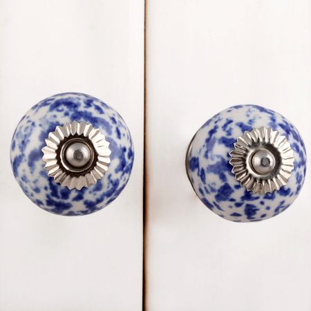 Blue Calico Ceramic Dresser Knob