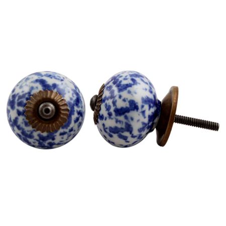 Blue Calico Ceramic Dresser Knob