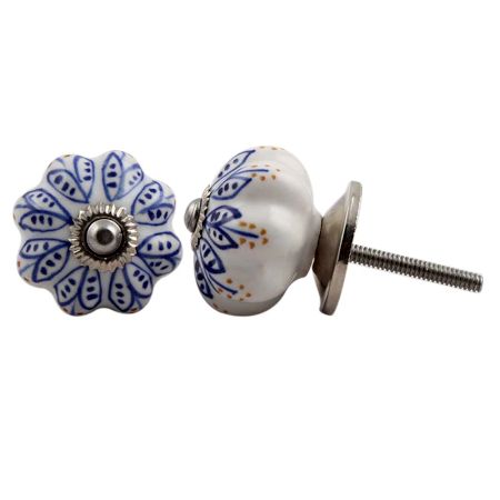Blue Leaf Medium Dresser Knob