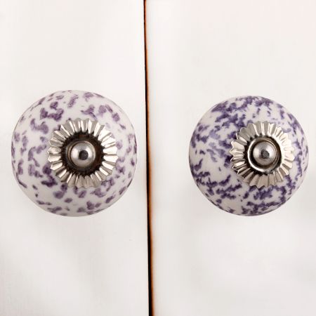 Purple Calico Ceramic Dresser Knob