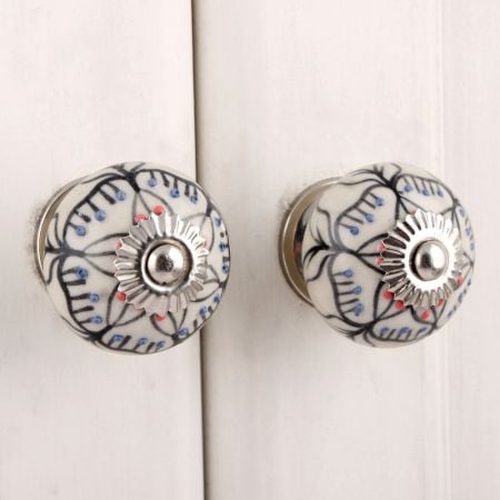 Black Floral Ceramic Knob