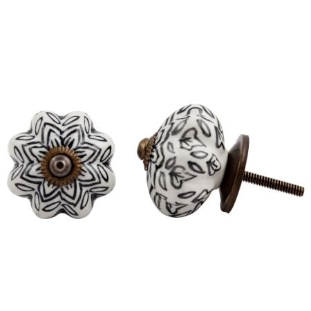 Black Floral Melon Ceramic Knob
