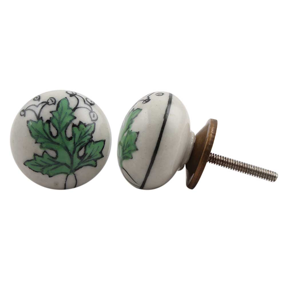 Green Leaf Flat Knob