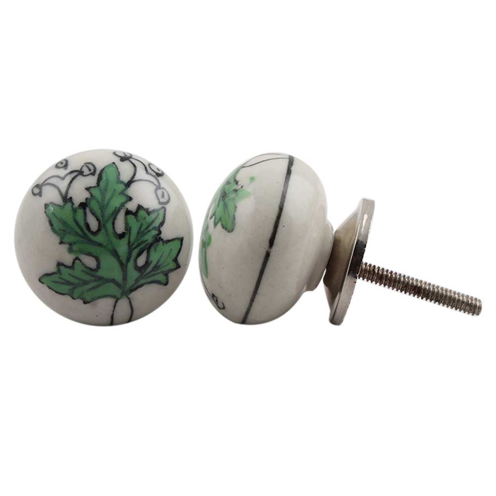 Green Leaf Flat Knob