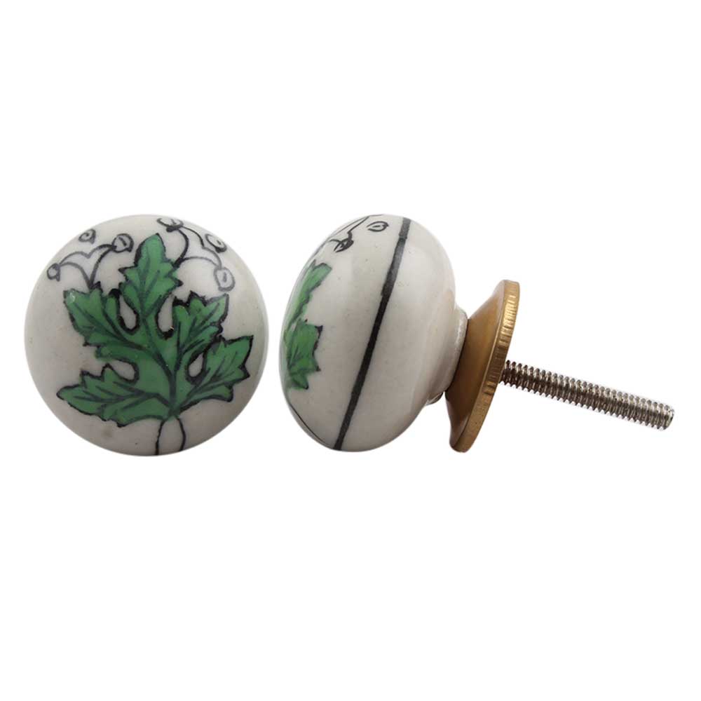 Green Leaf Flat Knob