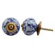 Blue Calico Ceramic Dresser Knob