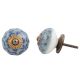 Grey Blue Floral Ceramic Knob