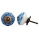Turquoise Blue Floral Ceramic Knob