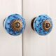 Turquoise Blue Floral Ceramic Knob