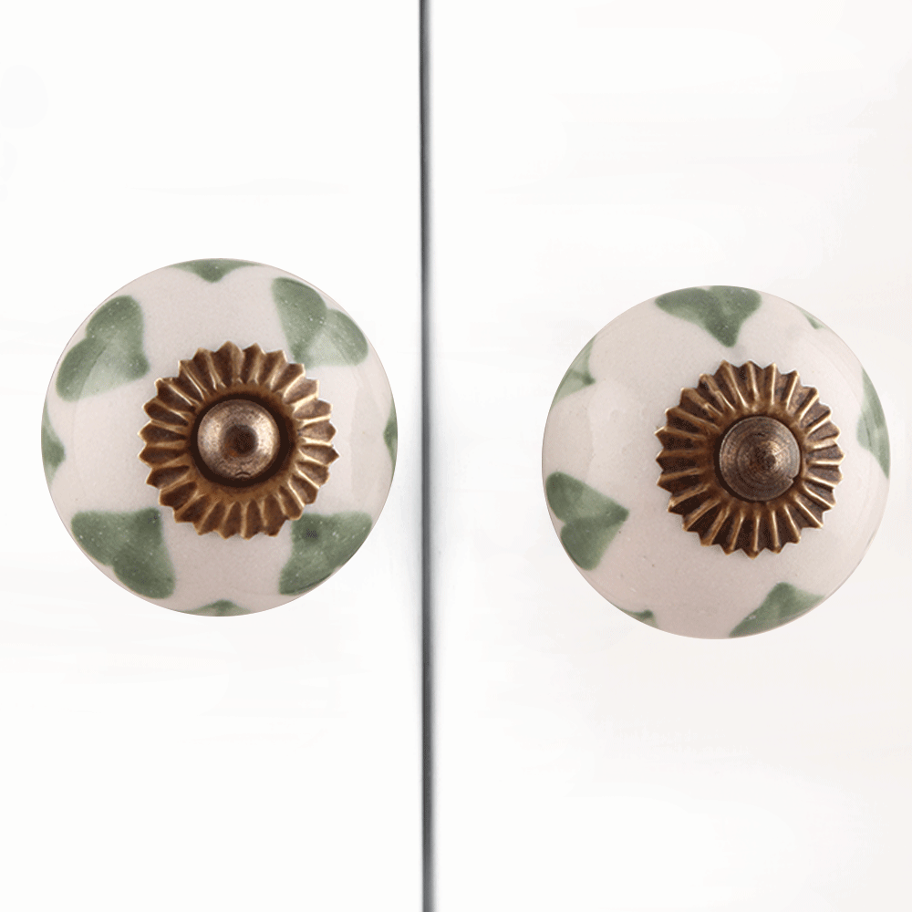 Moss Green Heart Ceramic Knob