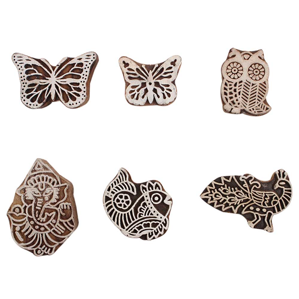 Set of 6 Piece New Mix Wooden Printing Block