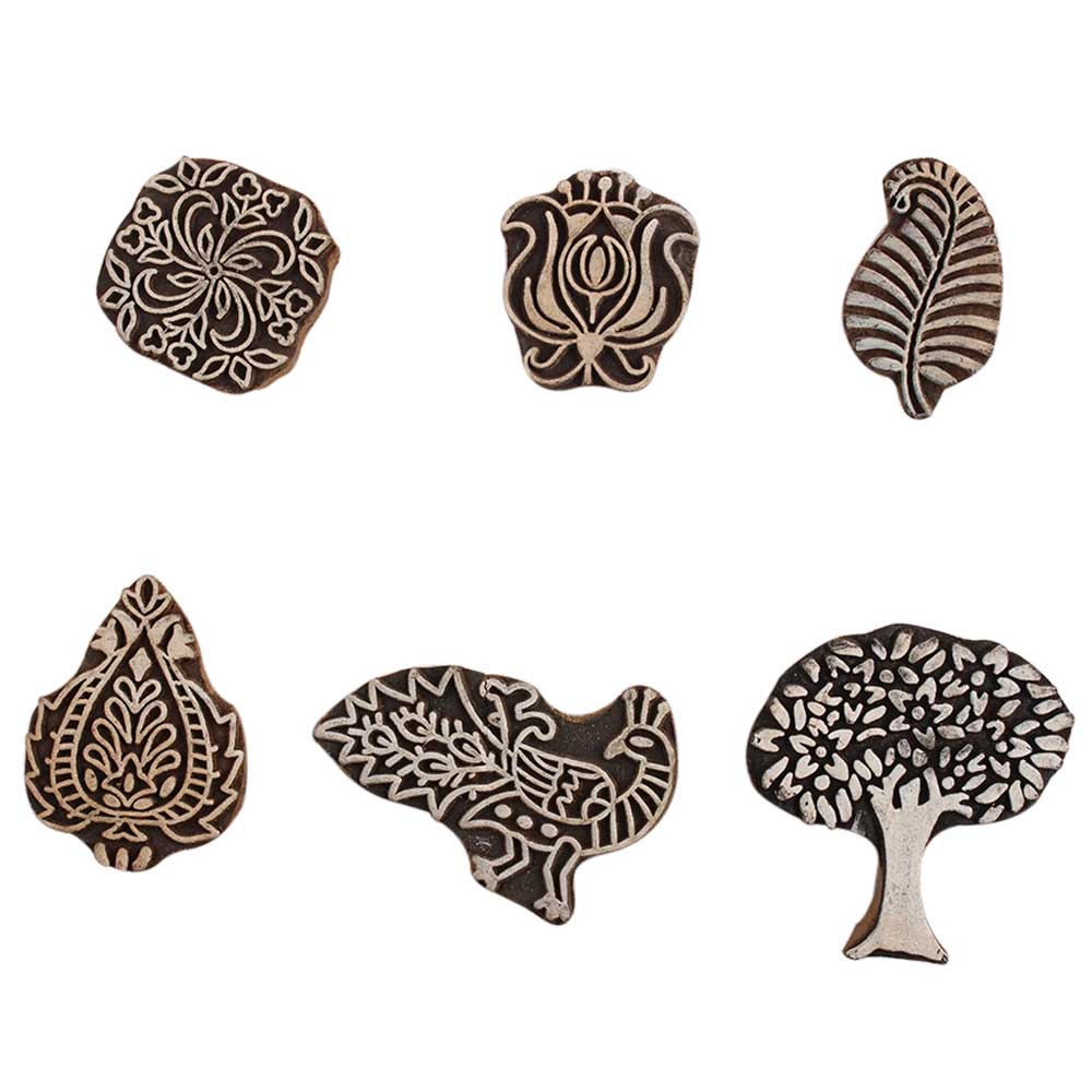 Set of 6 Piece New Mix Wooden Printing Block